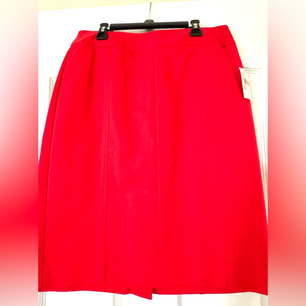 NWT! New Nordstrom Gallia Moda Flame Scarlet Bright Red Midi A-Line Skirt Size 4